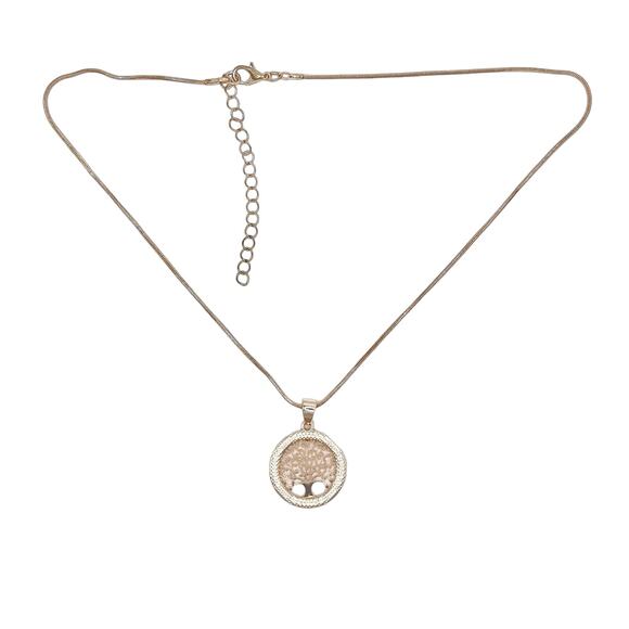 Necklace Rose Gold Rhinestone Tree of Life Necklace 18" - Picture 1 of 6